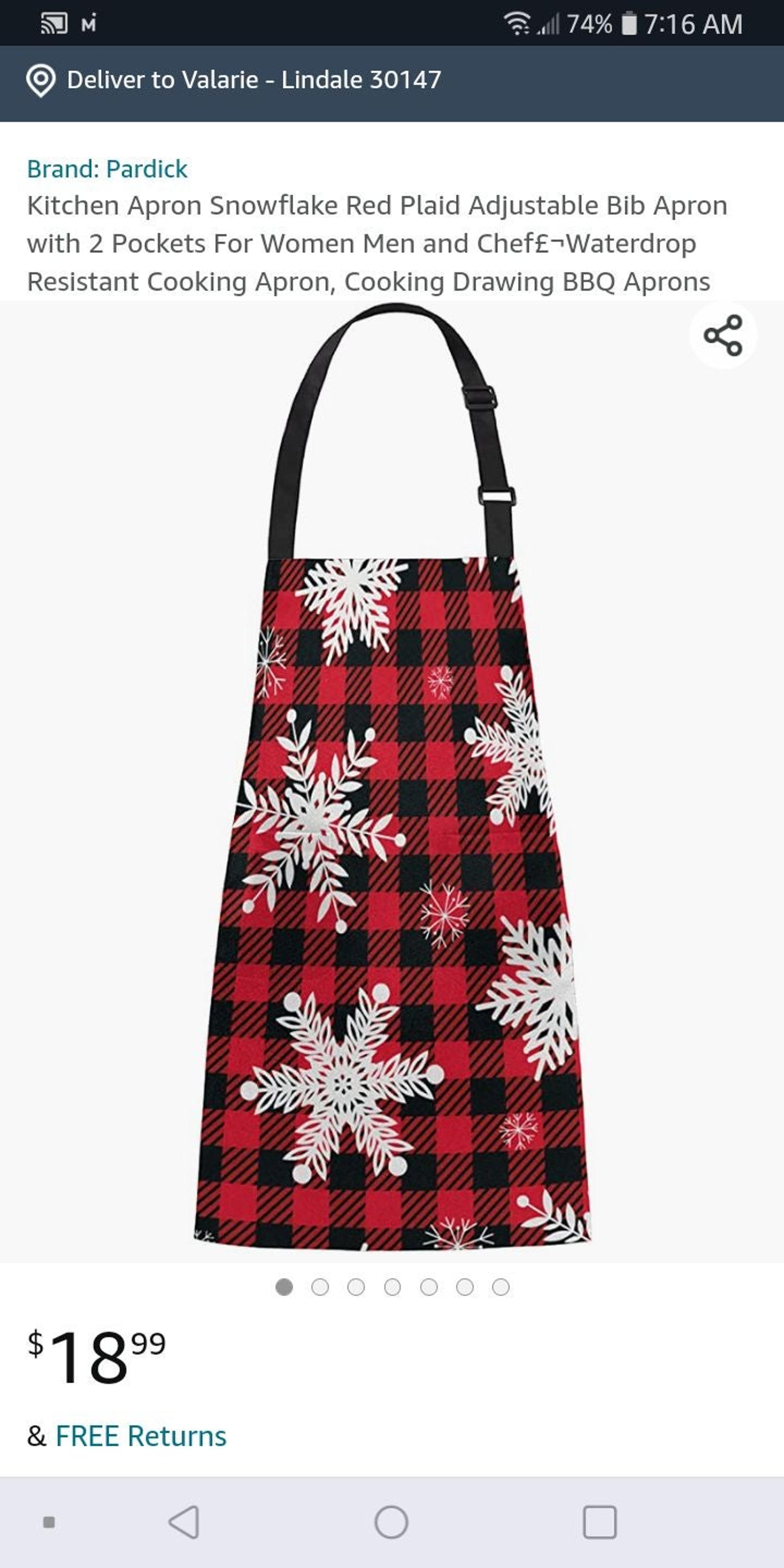 2 Red Plaid Apron with Snowflakes!