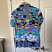 Jamie Sadock Crinkle 14 Zip Polo Colorful Abstract Short Slv Polo Women XL READ