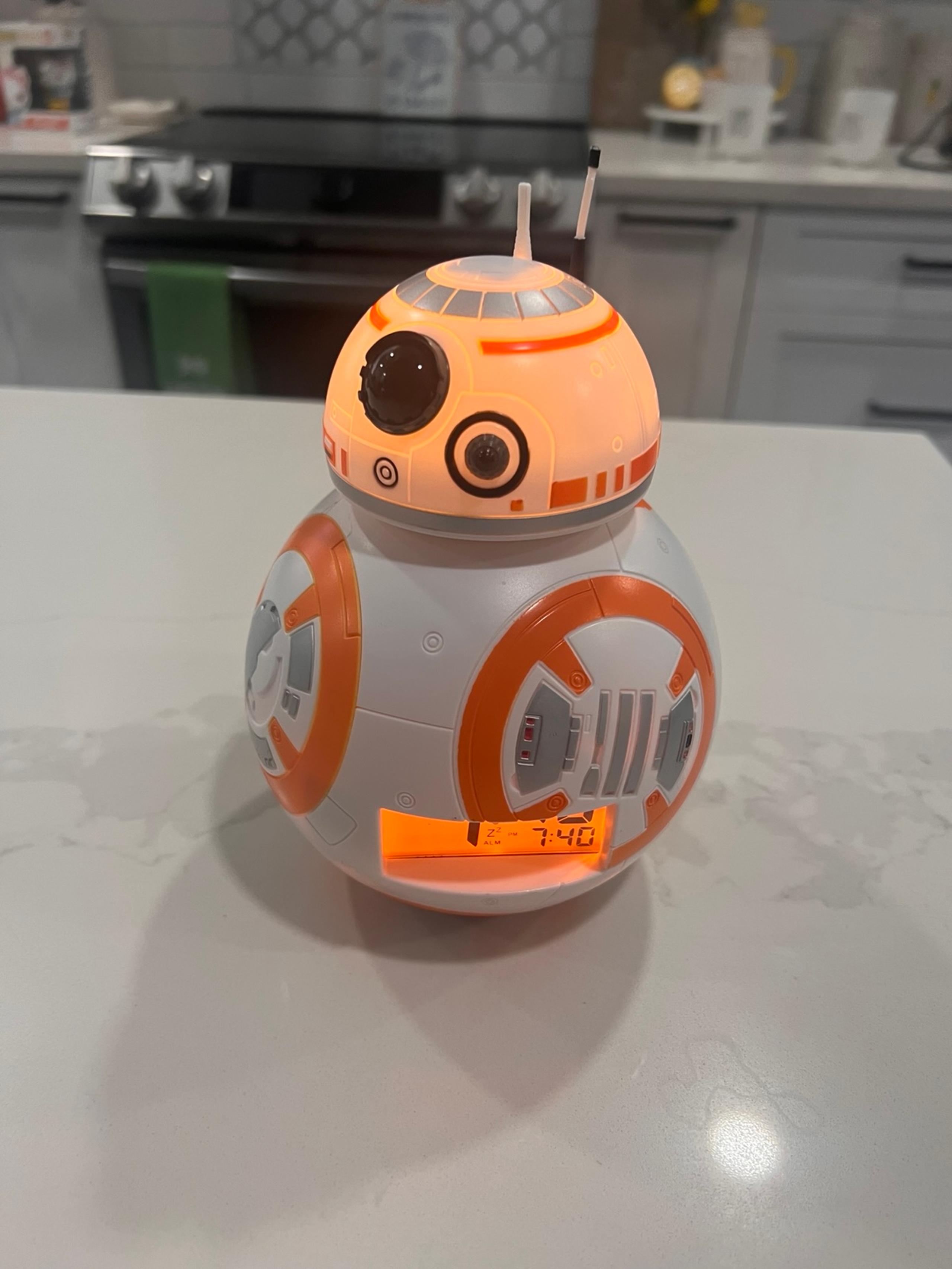BulbBotz Star Wars BB-8 Kids Light Up Alarm Clock | White/Orange / LCD display