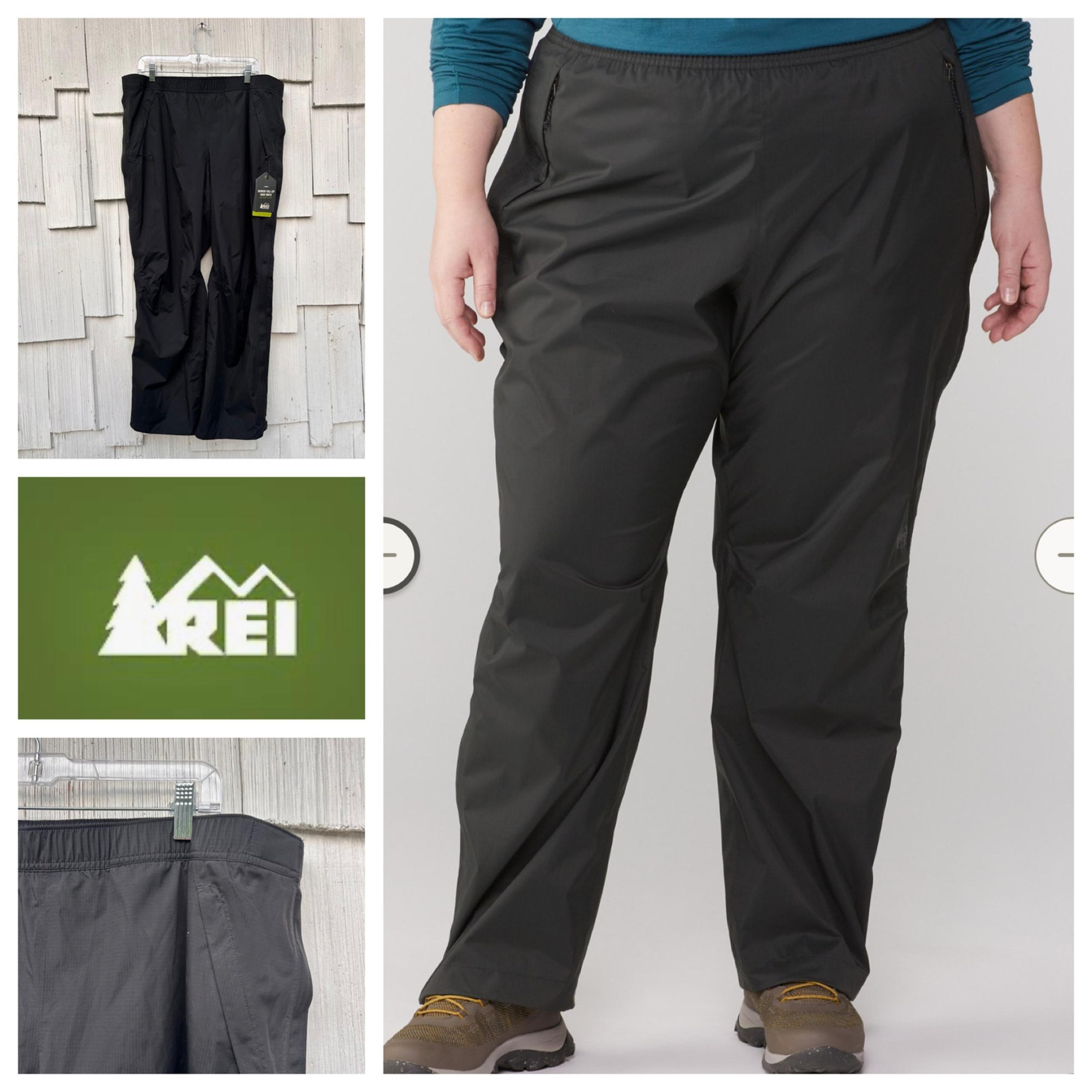 NWT REI Rainier Full Zip Black Rain Pants Plus Size 1X