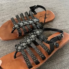 Patricia Nash Erba Black Italian Leather Strappy Sandals size 9