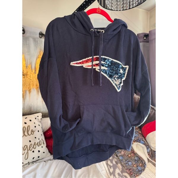 VS pink xNFl new england patriots pullover hooded sweatshirt- hoodie bling XS