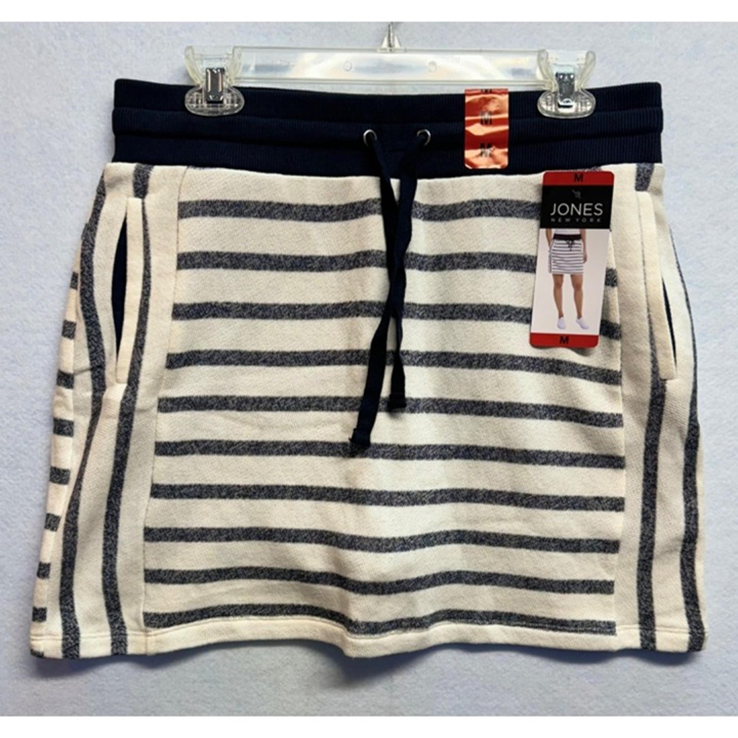 Jones New York Skort Women's Drawstring Waist Striped Mini Skirt Pocket Medium