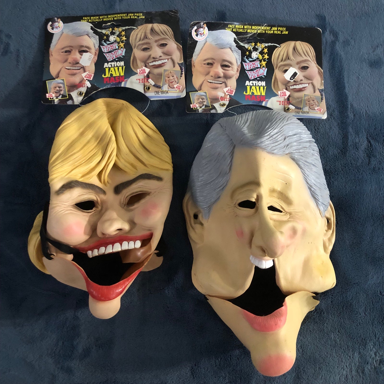 Hillary & Bill Clinton HalloweenMask Collegeville/Imagineering 1993 Vintage NEW