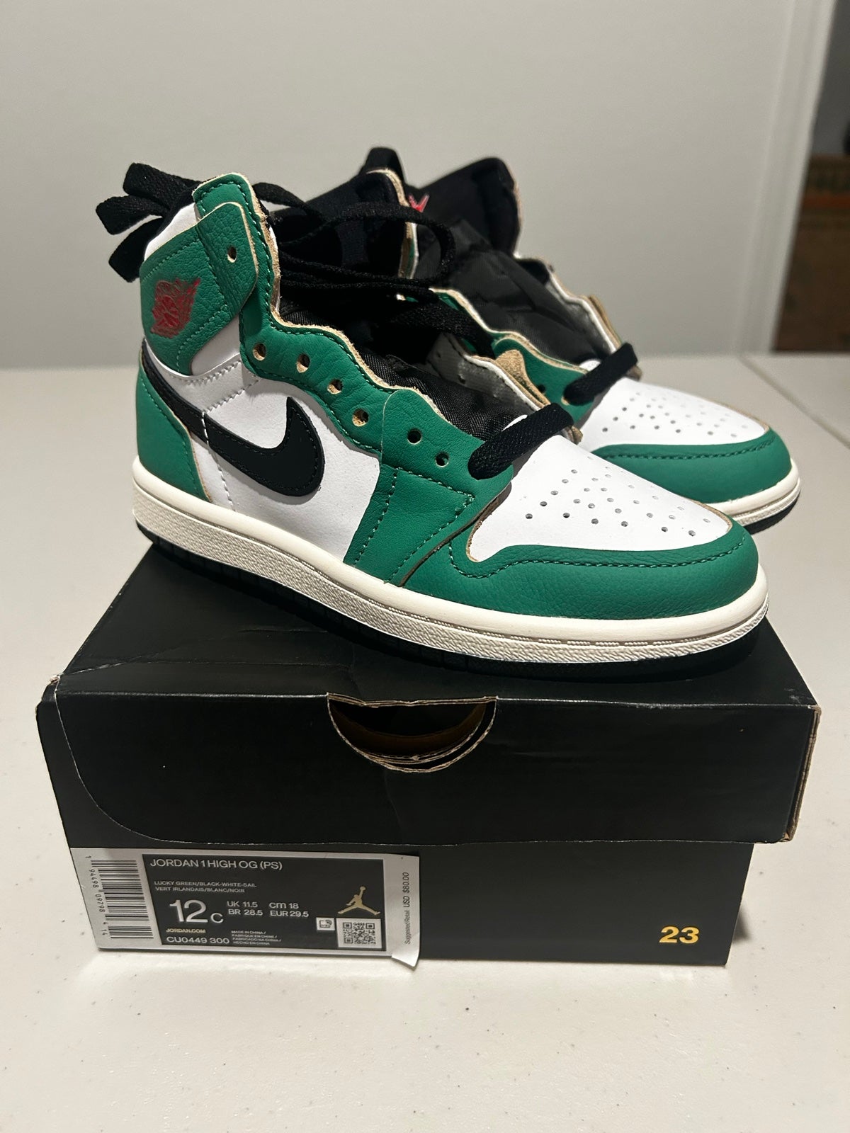 Kid's Air Jordan 1 Retro High OG 'Lucky Green' CU0449-300