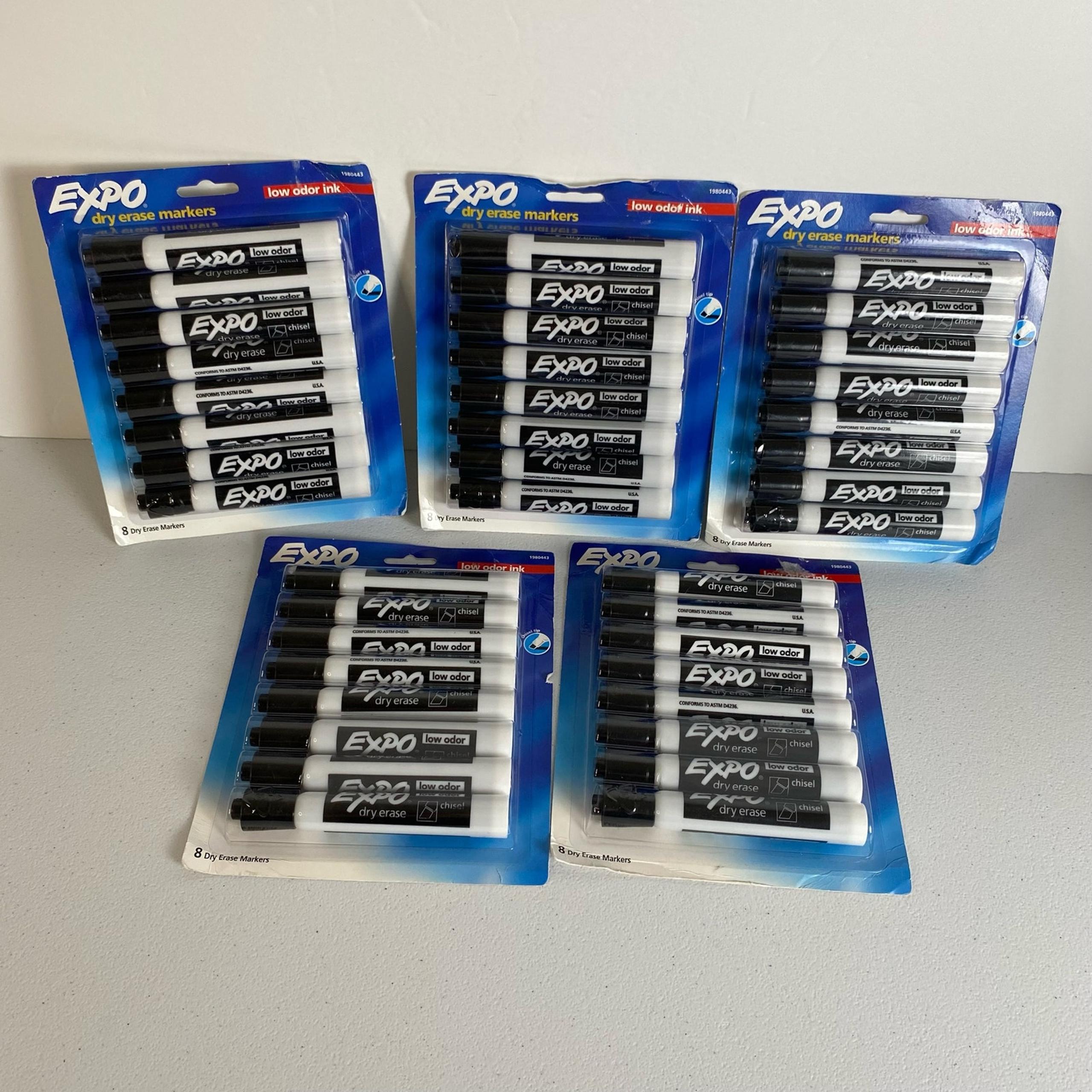 Expo Dry Erase Markers Black 8 Count LOT OF 5 NEW Teacher Office School 40 Total