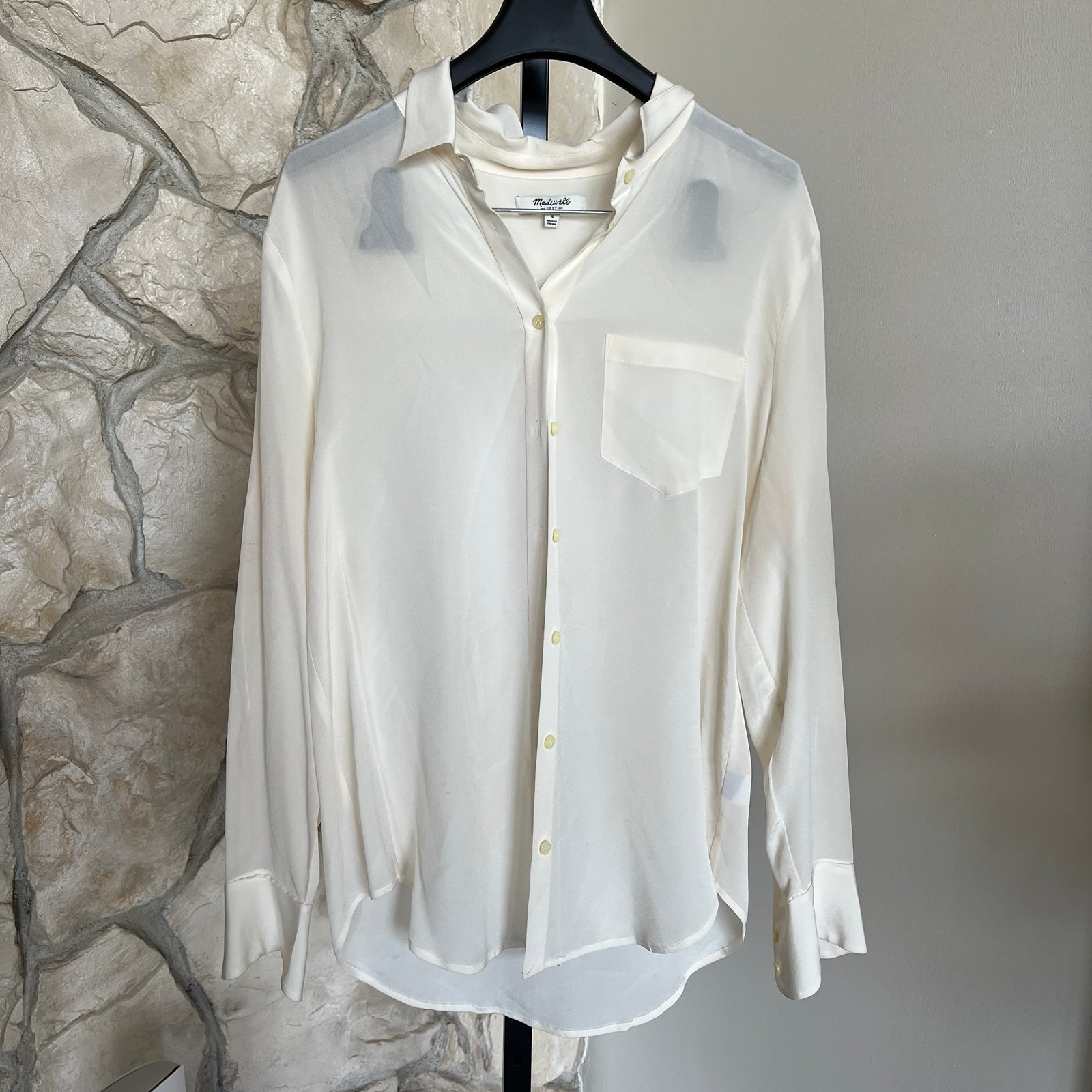 Madewell Silk Ivory Cream White Blouse Button Down Shirt
