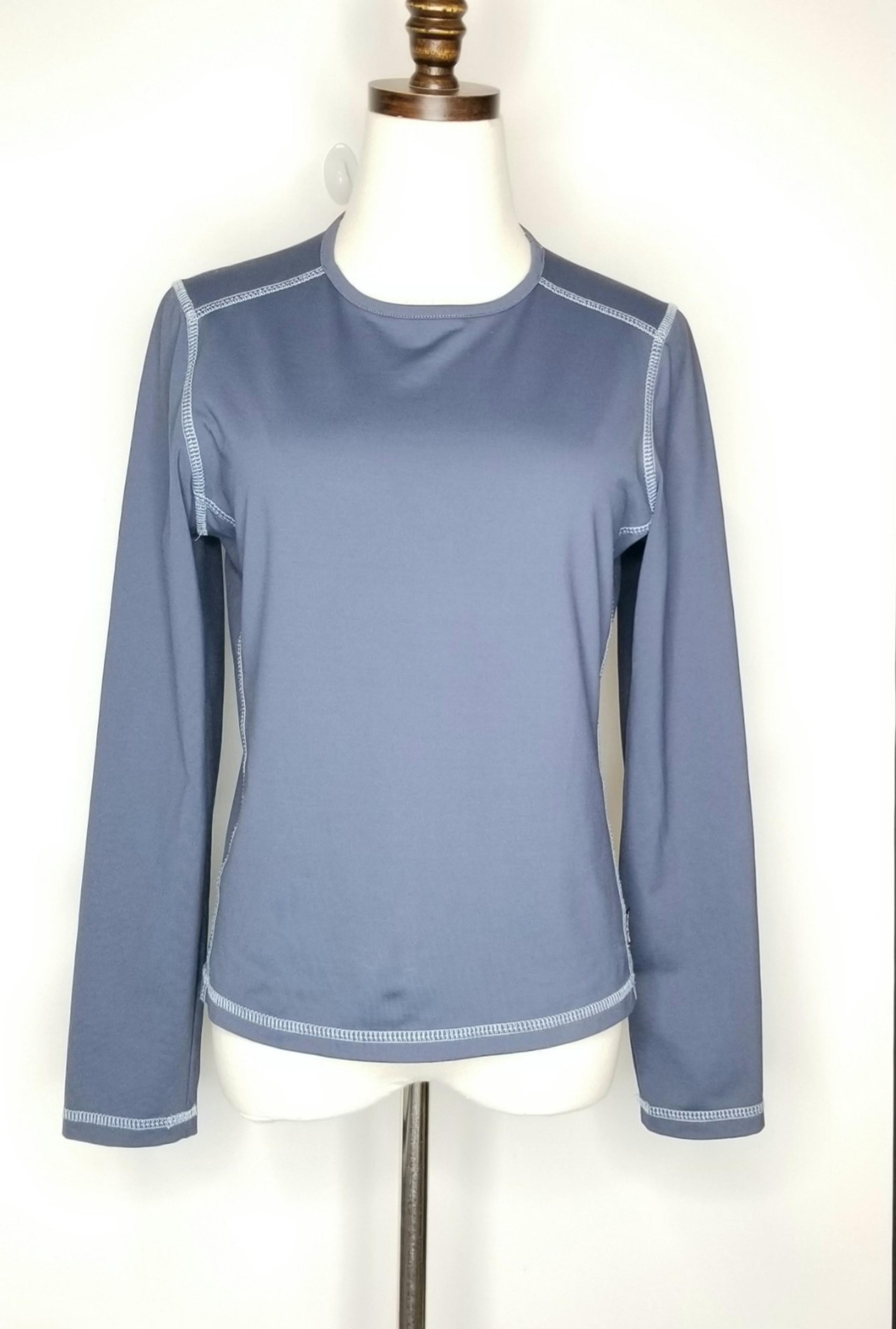 Prana Breathe Women's Grayish Blue Longsleeve Active Outdoor Swim Top,  M