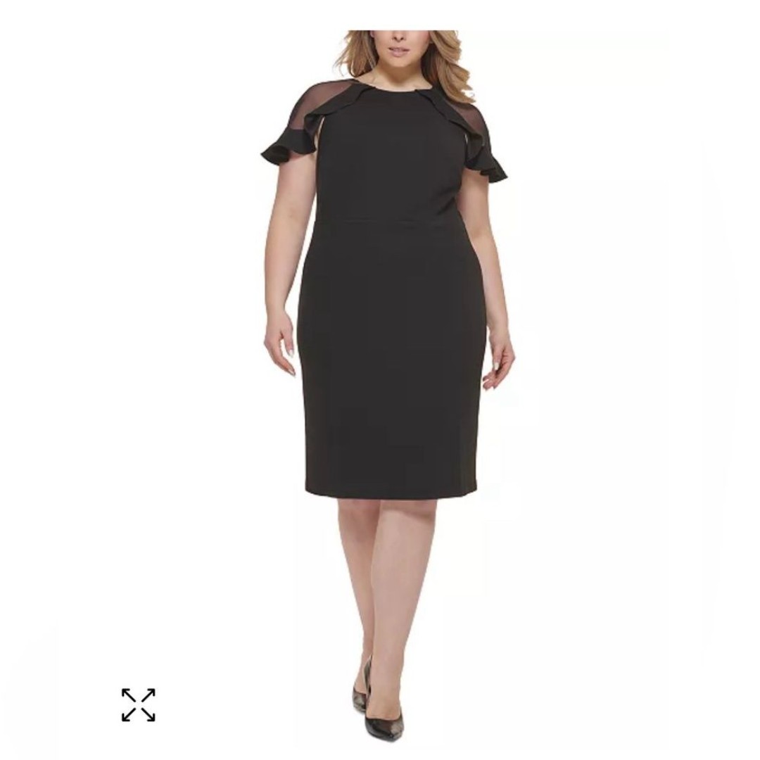 Eliza J Flutter Sleeve Sheath Dress Black Dress Women's 16 W Corpcore Classic