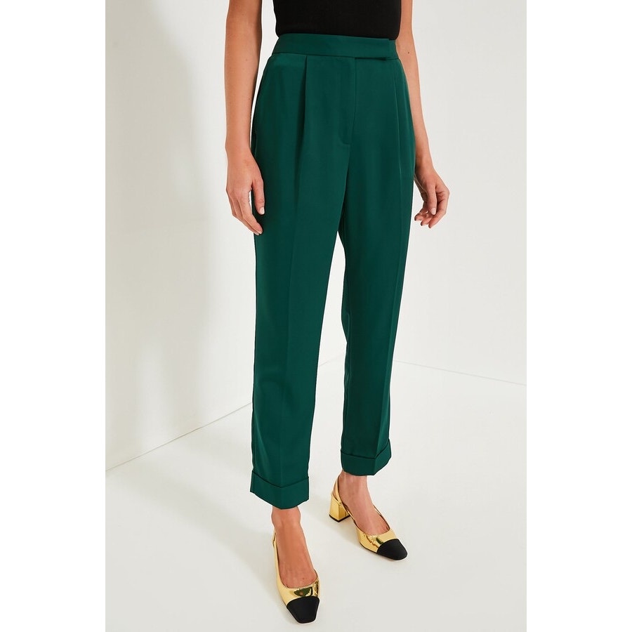 NWT Tuckernuck Dark Green Duncan Pleated Trouser Workwear Office Pant Size 2