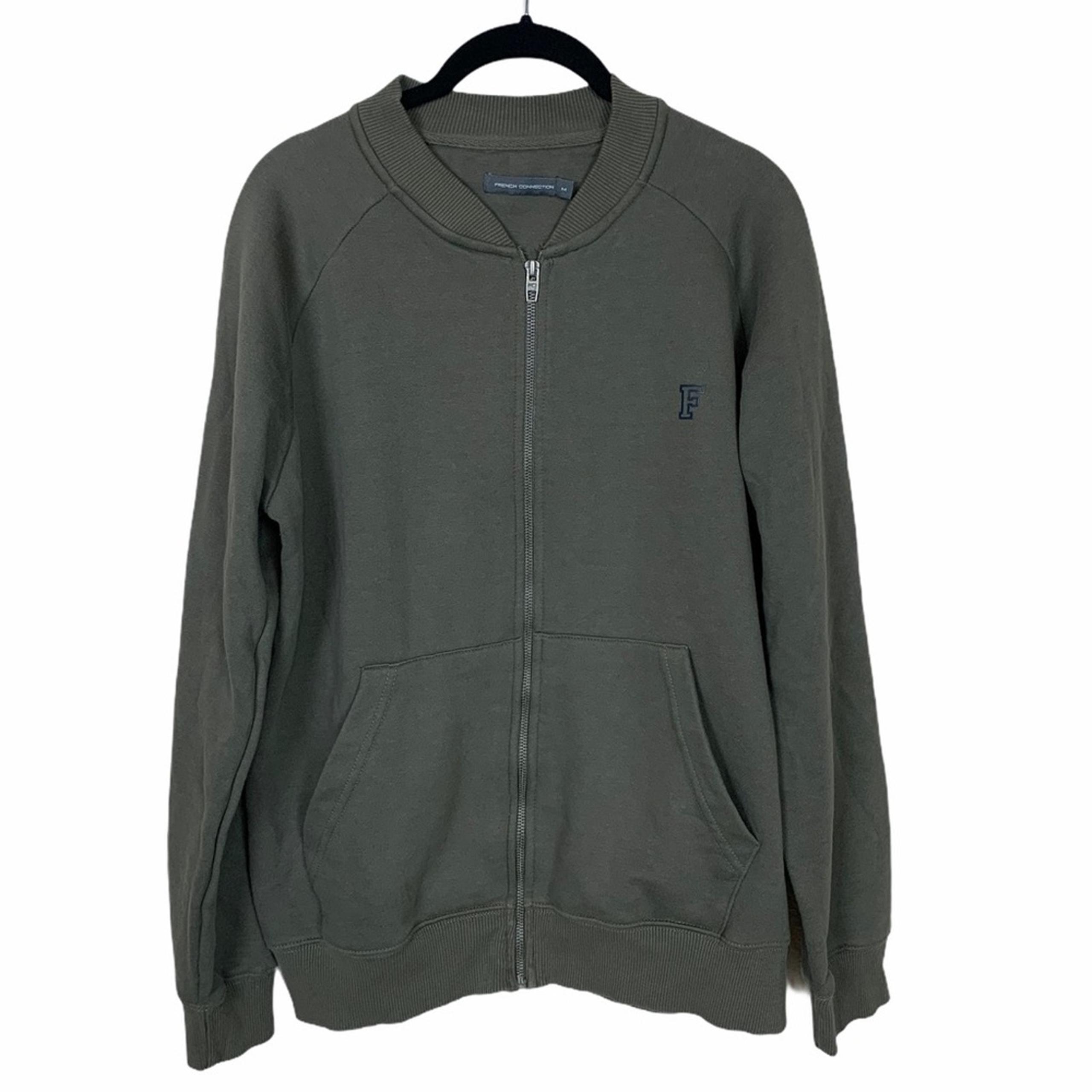 French Connection Baseball Zip Through Logo Jacket Medium