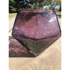Anthropologie 6”x 8” Geometric Seeded Gem Glass Vase Amethyst Purple