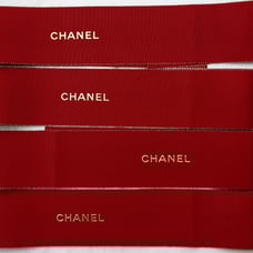 4 CHANEL Red & Golden Wide Ribbon for Gift Wrap Craft Set Lot
