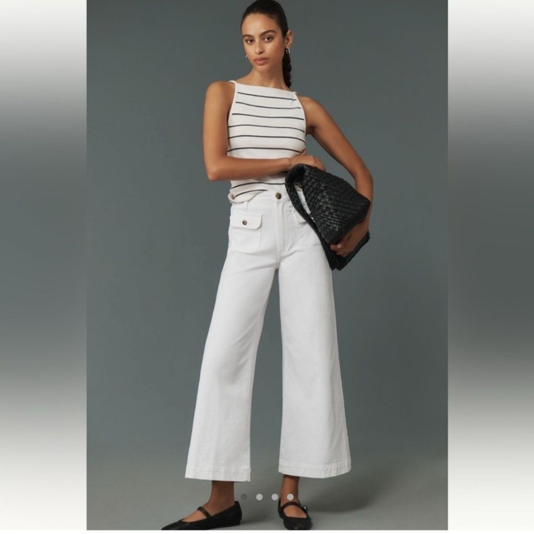 NWT Anthropologie Paige Harper Ankle High Rise Wide Leg Jeans