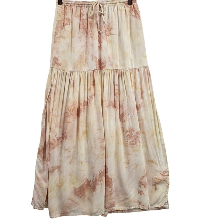 Cleobella Womens XS Tie Dye Elastic Waist Side Slit Midi Skirt