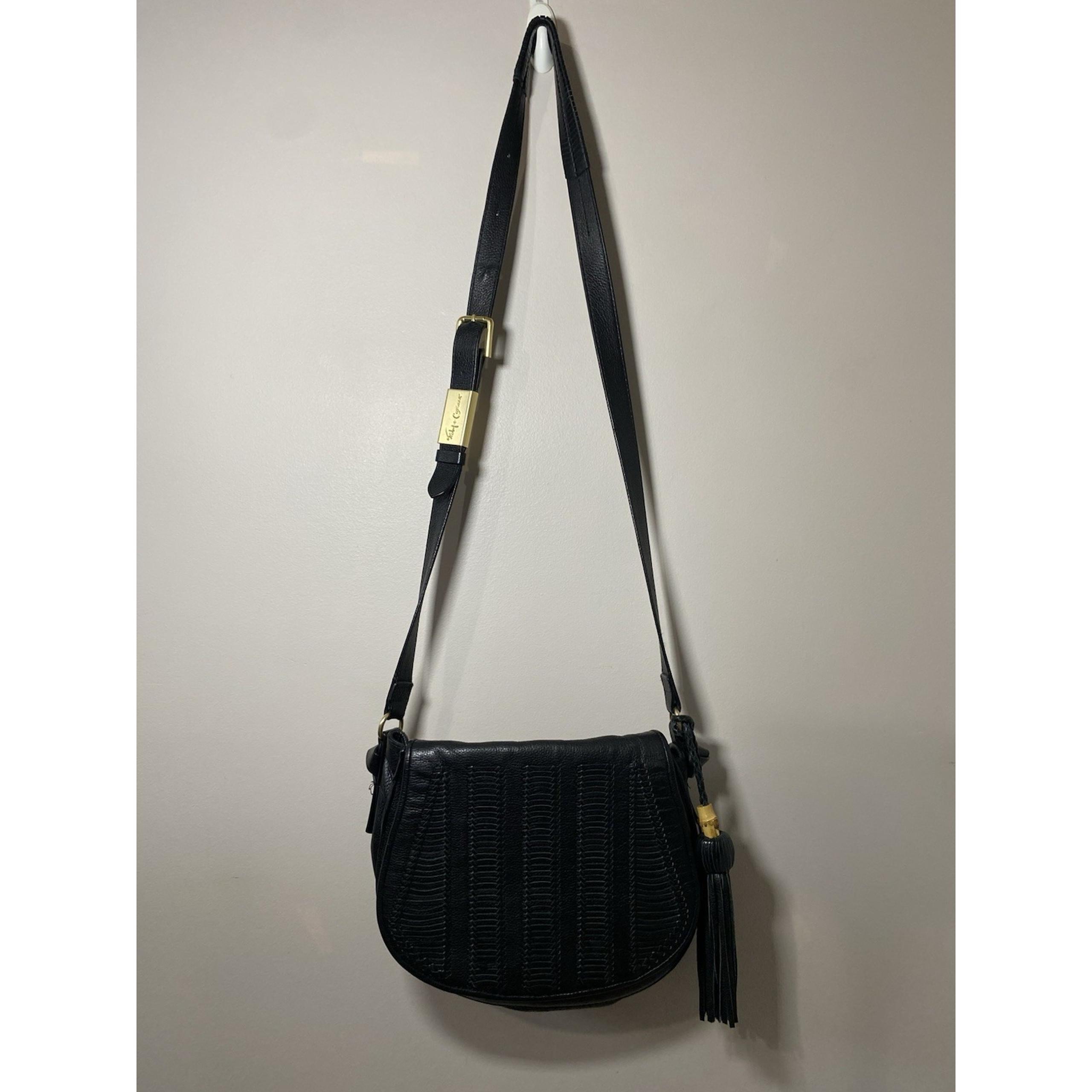 Foley + Corinna Charlotte Saddle Bag MEDIUM Pebbled Black Leather Woven Design