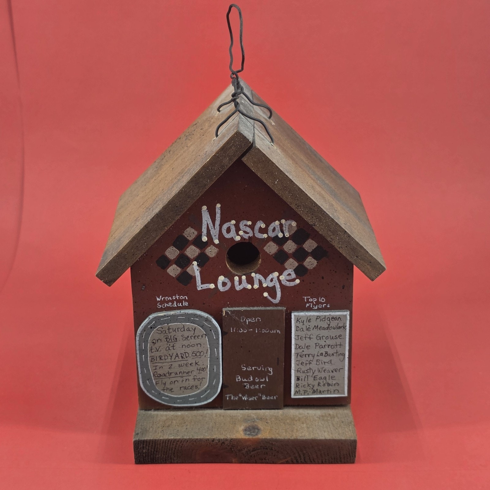 Handmade Nascar Lounge Bird House Vintage Wood Unique Bird Names For Racers