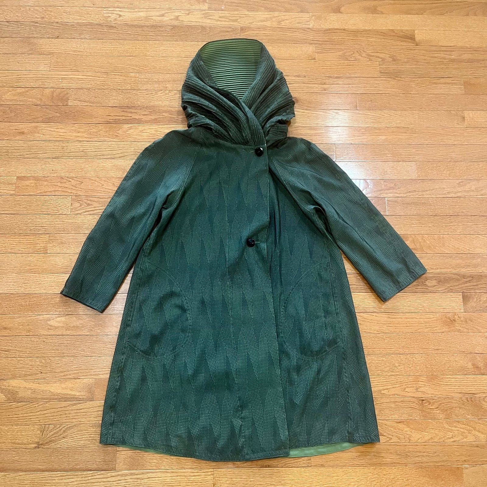 Mycra Pac Donatella Reversible Pleated Hood Rain Coat Jacket Size 1 Womens S/M