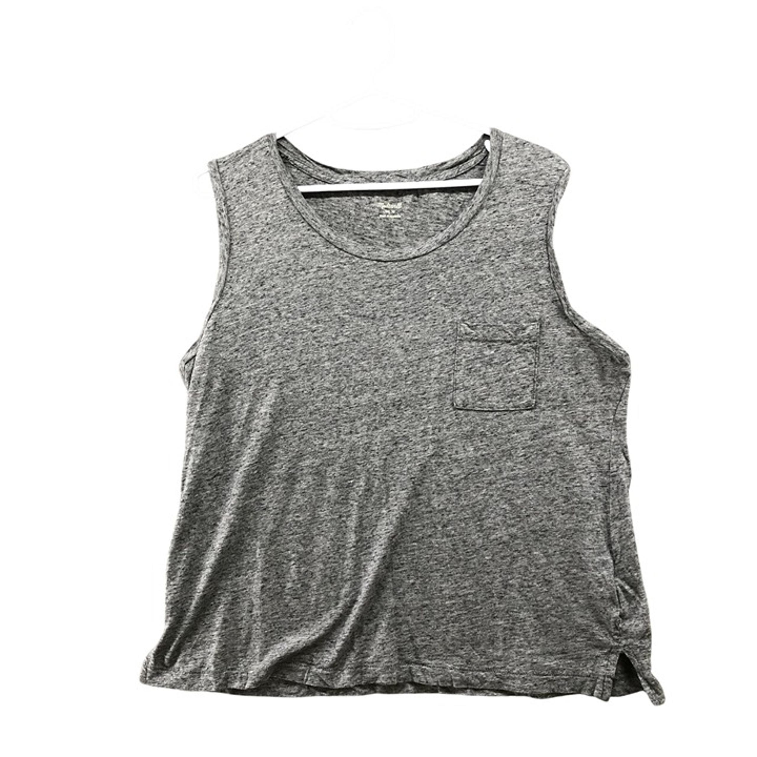 Madewell Pocket Tank Top Womens M Gray Crewneck Lightweight Cotton