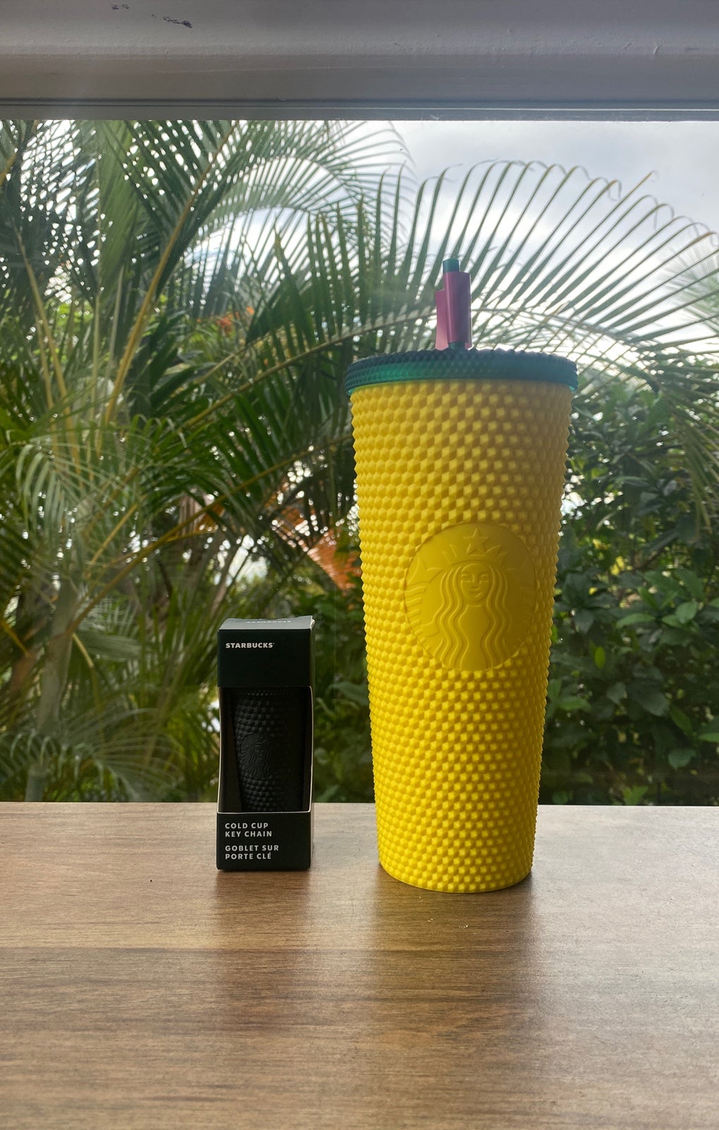 Starbucks Pineapple Studded Tumbler and Cold Cup Keychain Bundle