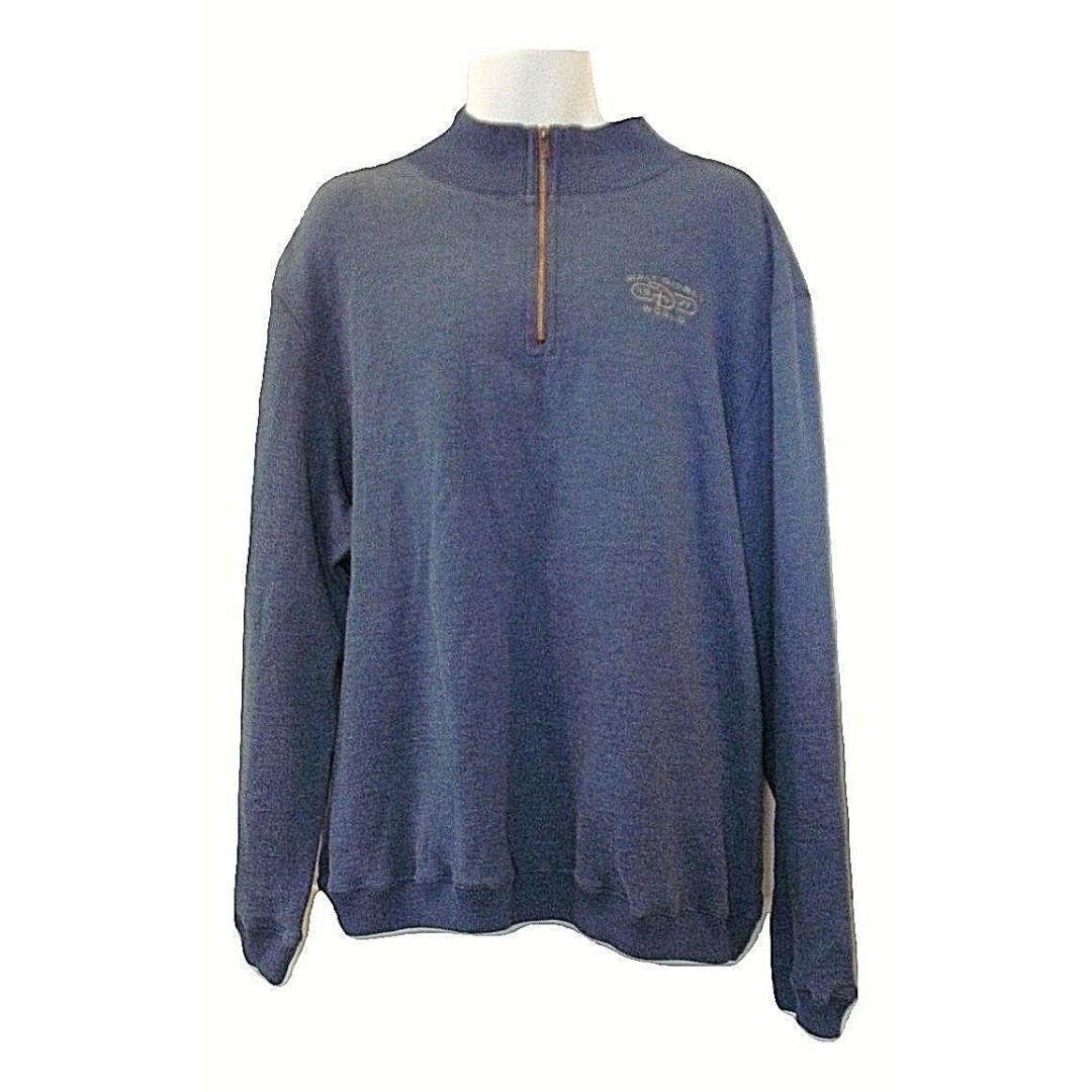 Walt Disney World 1971 Mens Lg Quarter Zip Blue Pullover Sweater Disney Park L