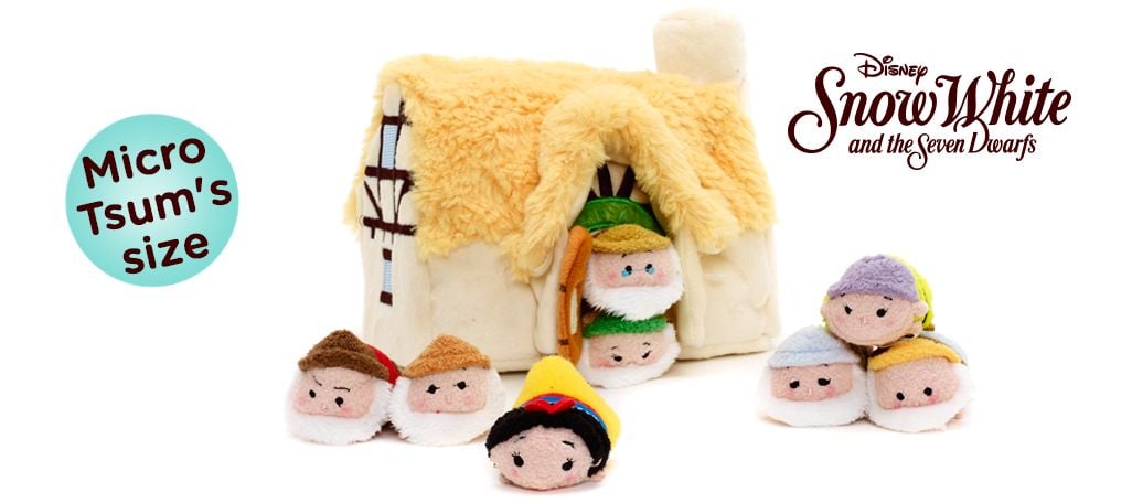 Disney Tsum Tsum Princess Snow White & Seven Dwarf House Plush Bag Set