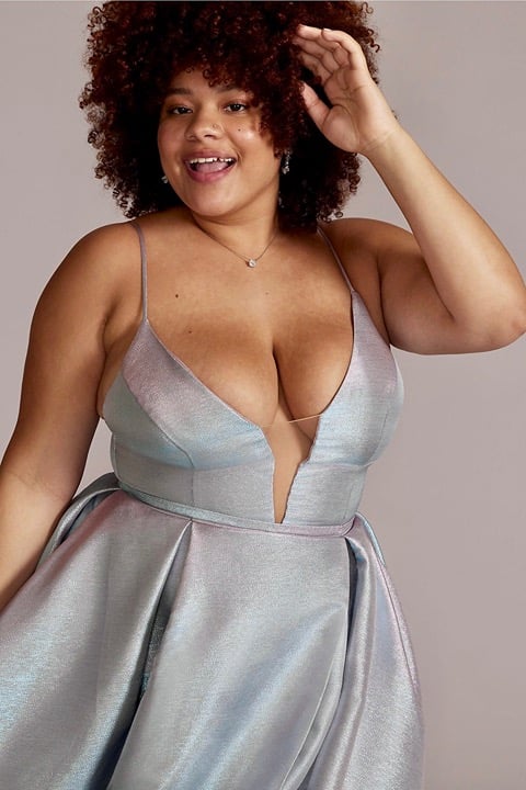 JULES & CLEO Plus Size Pleated Iridescent Ball Gown Teal Fuchsia Sz 20 NWT