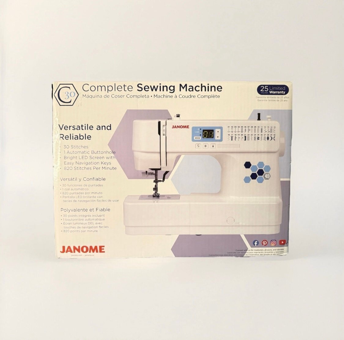 Janome Complete C30 Sewing Machine 30 Stiches Automatic Buttonhole LED Screen