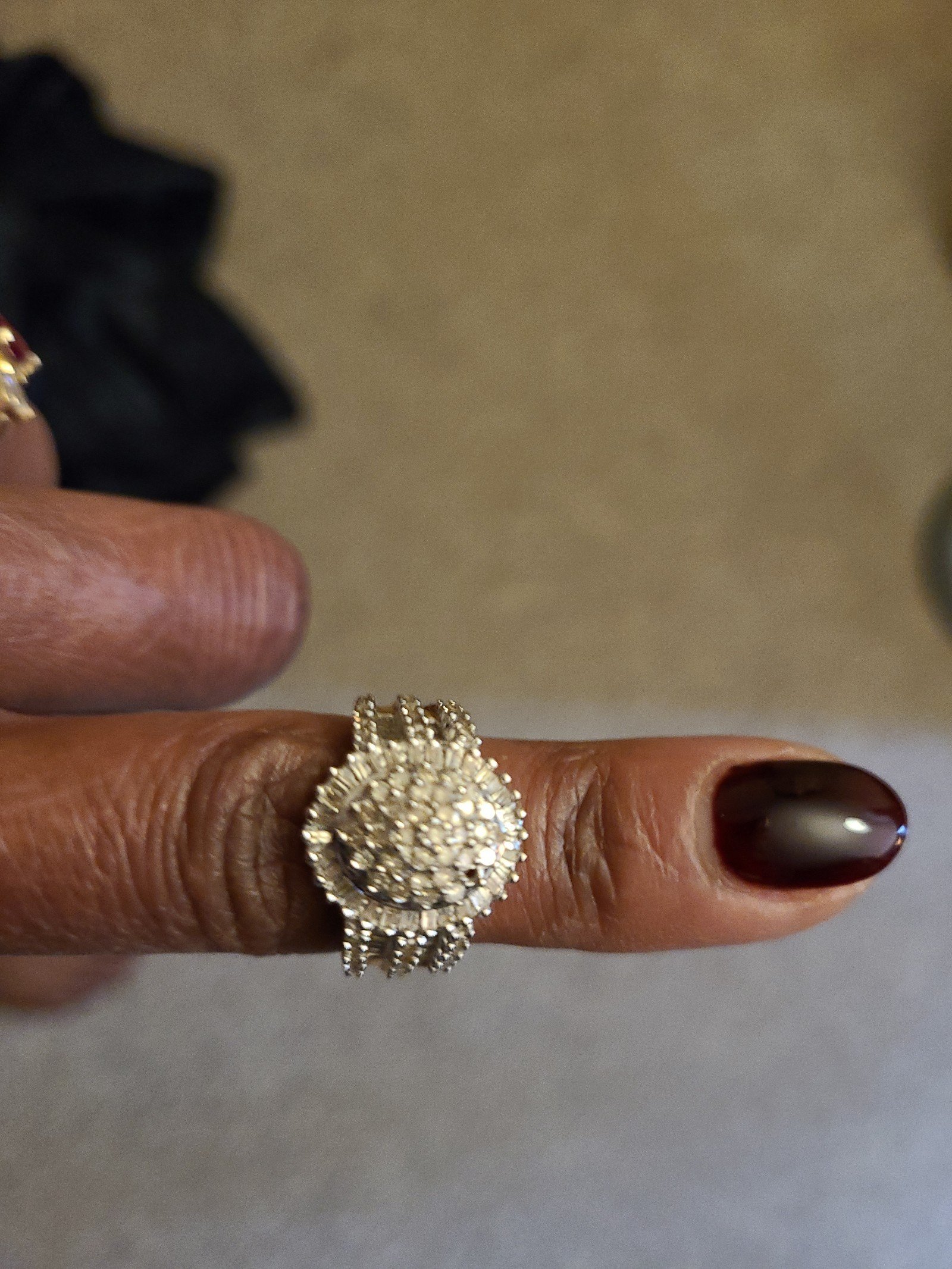 10K Gold Vintage Diamond Cluster Ring