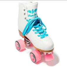 Angel's Skates Cloud White 29001 Roller Skates Women's US Size 5 Blue Laces Pink