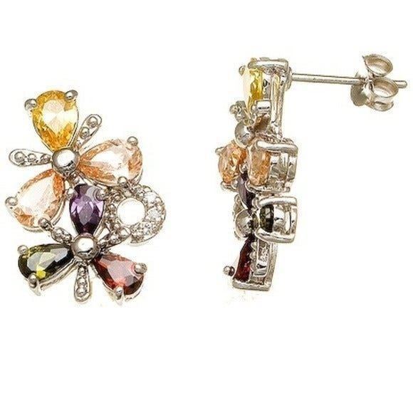 New Sterling Silver CZ Stone Earrings
