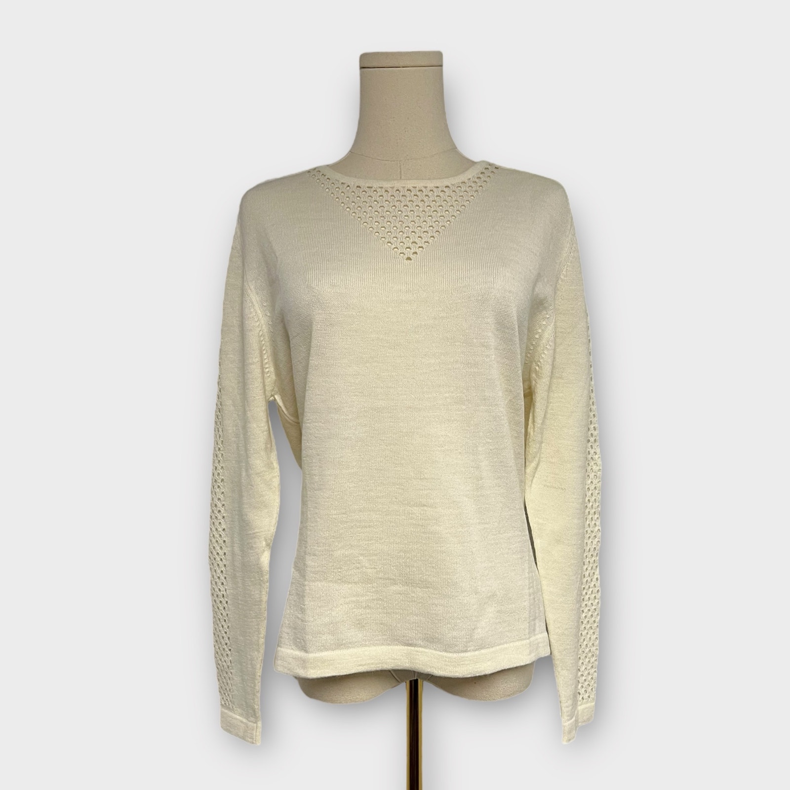 Barbour x Range Rover Ratio Knit Crewneck Sweater Vanilla Size US 12 NEW