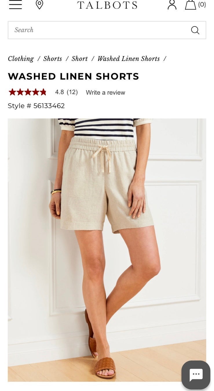 New! Talbots WASHED LINEN SHORTS large petite flax