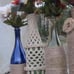 Boho Wedding Decorations Rustic Wedding Decor Floral Blue Glass Bottle Vase