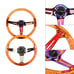 JDM TRD Universal 6-Hole 350mm Deep Dish Orange Crystal Bubble Steering Wheel