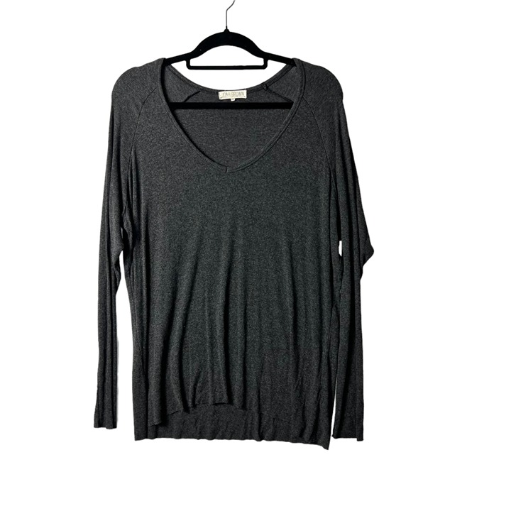 Joah brown gray long sleeve thermal top women’s one size