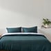 Casaluna Full Queen Size Dark Teal Heavyweight Linen Duet Cover Sham Set