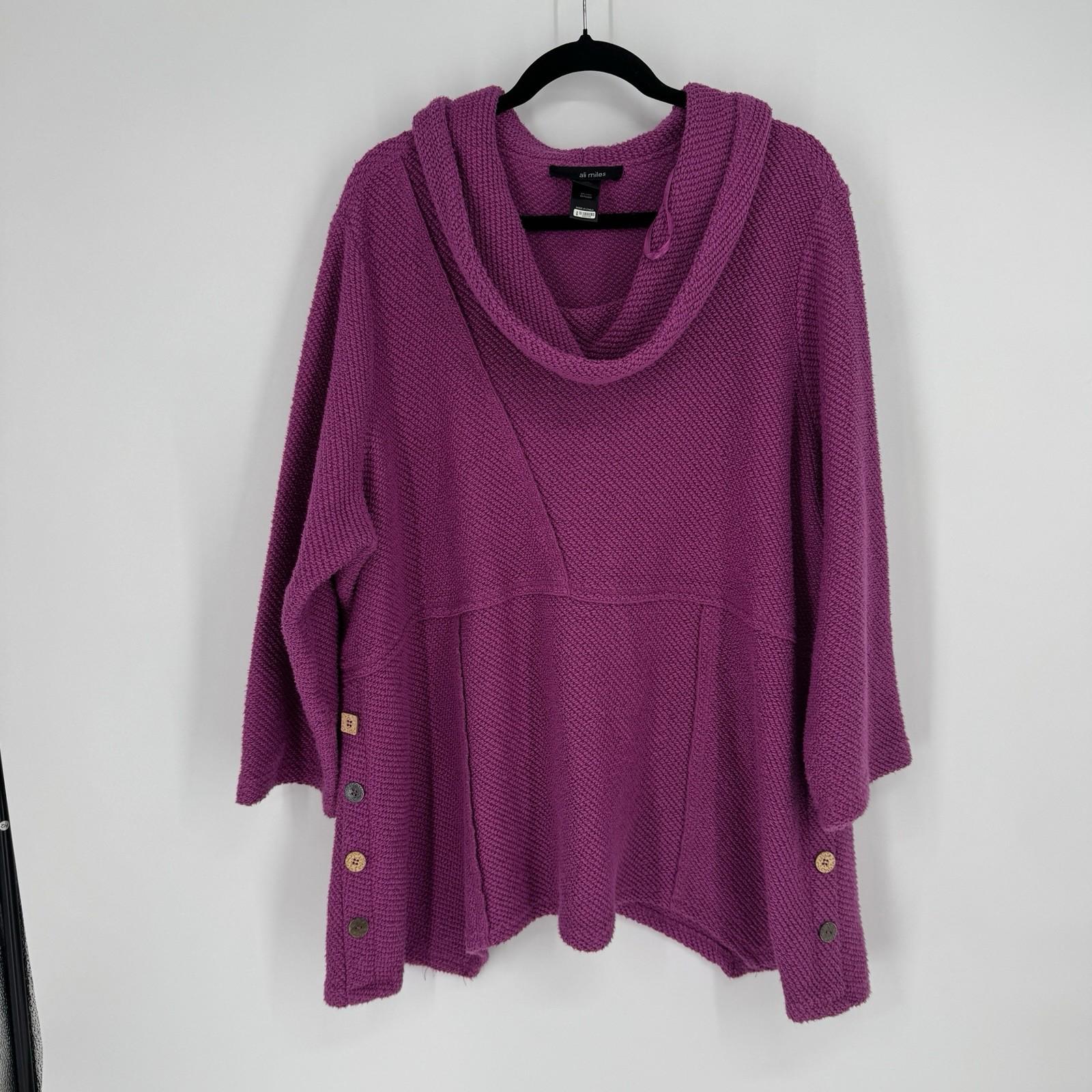 Ali Miles sweater 1x pink cowl neck plus colorful office work business career