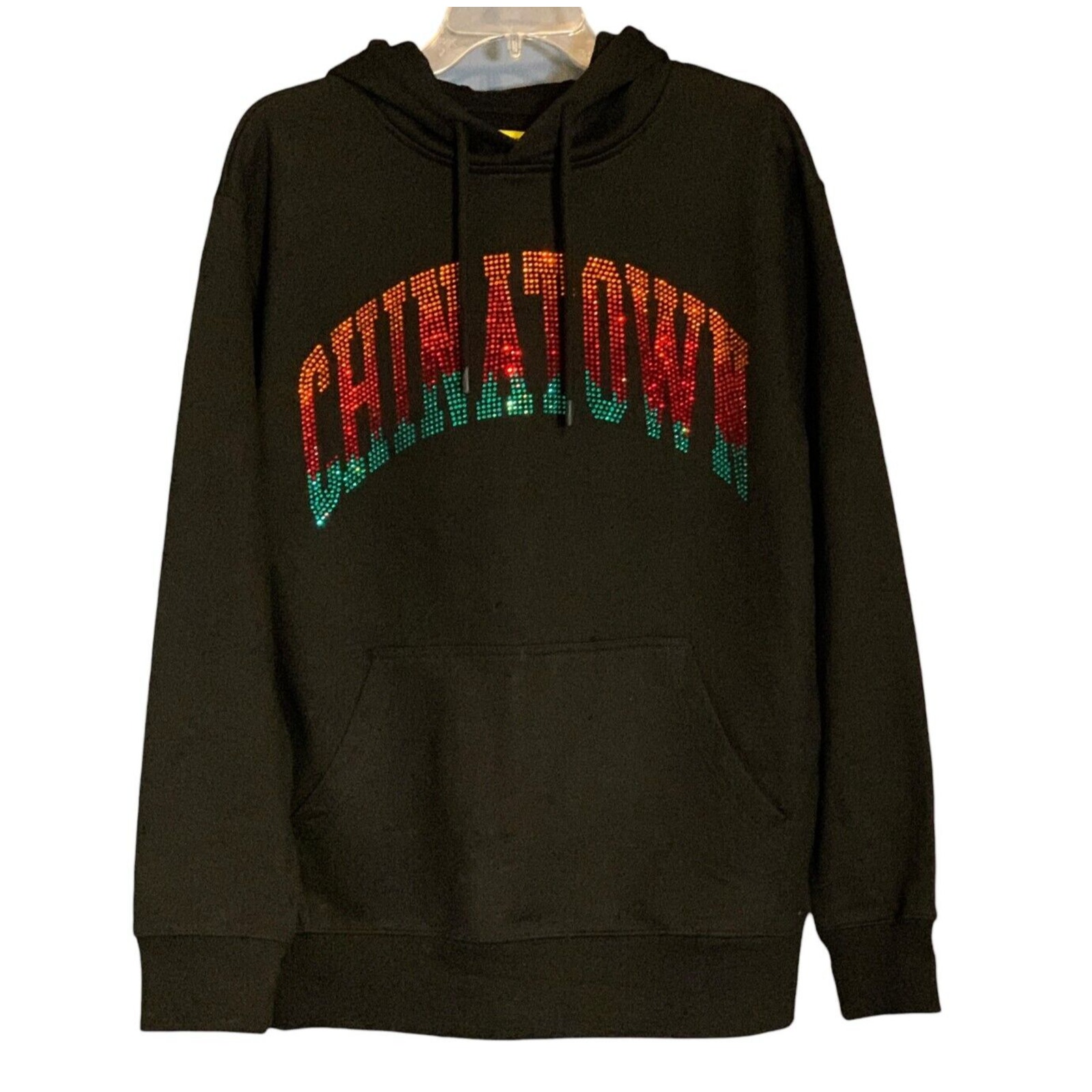 Chinatown Market Hoodie Sweatshirt Medium Black Colorful Rhinestones NWOT