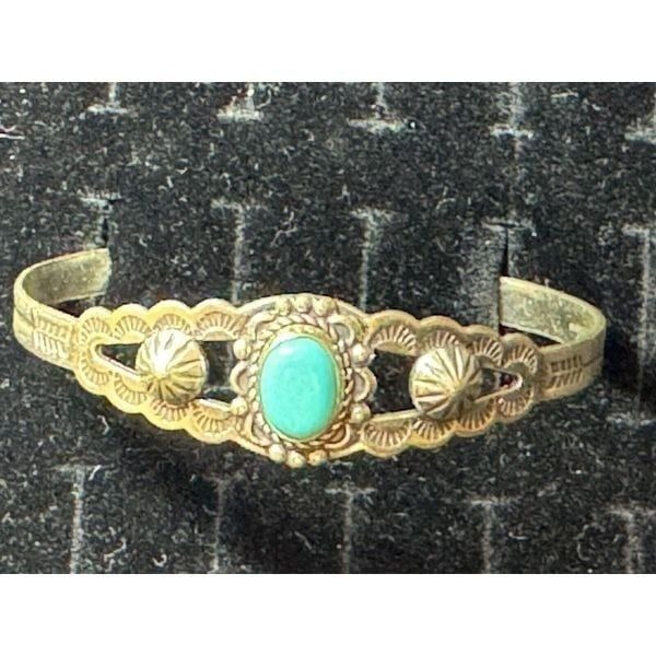Vintage Native American Cuff 925 Turquoise Bracelet 8.70 Grams