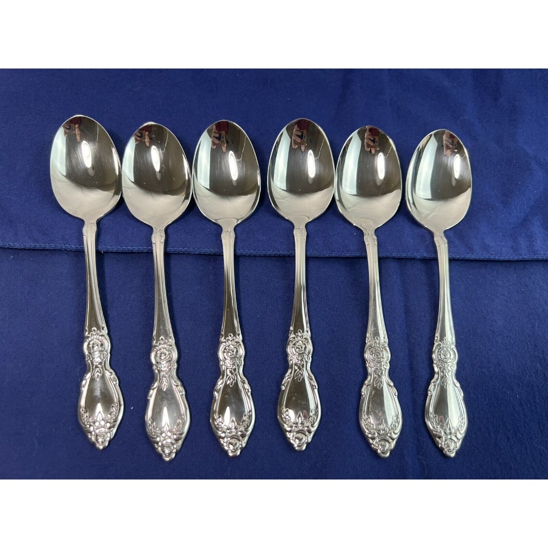 SET OF 6 ONEIDA COMMUNITY STAINLESS PLANTATION 6 3/4 SOUP SPOONS EUC