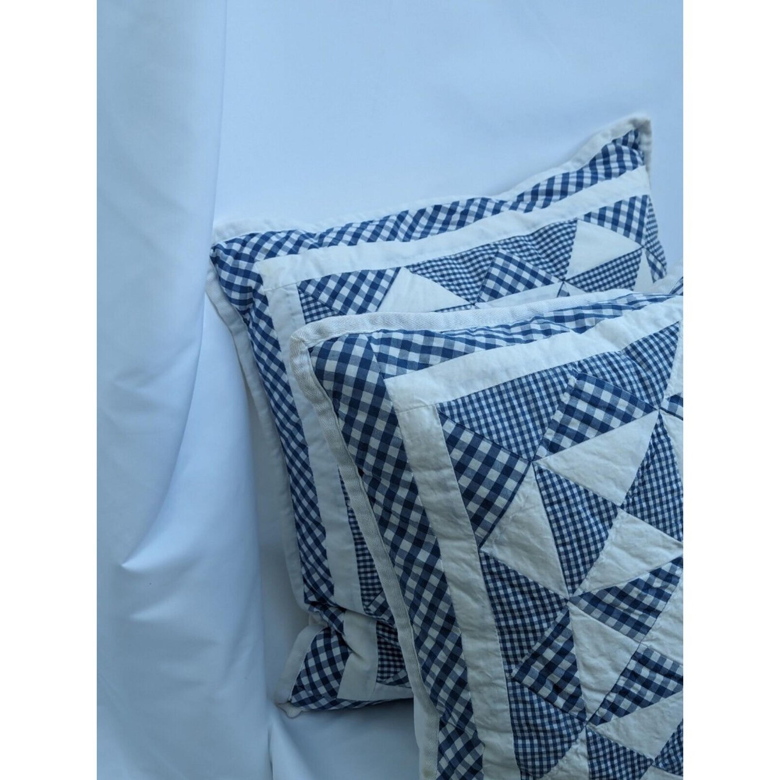 Two RARE RALPH LAUREN BLUE WHITE Gingham Decorative BELLE HARBOR Pillow And SHAM