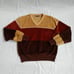 Levi's 1970s Vintage Retro Colorblock Shag Carpet Terry Cloth V-neck Sweater