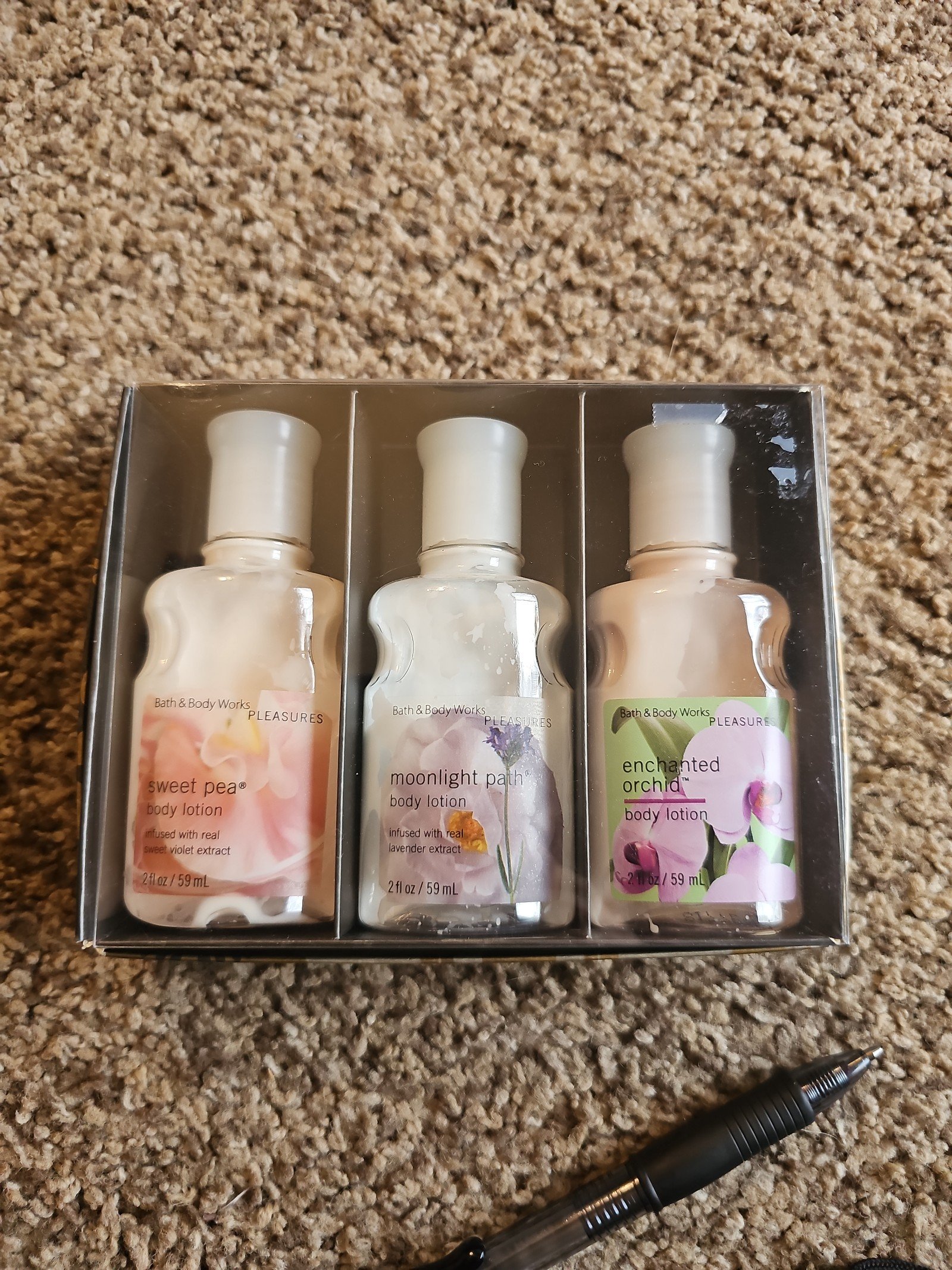 x3 Bath & Body Works Pleasures Variety Mini Body Lotion Trio Set Rare! Half 2 fl
