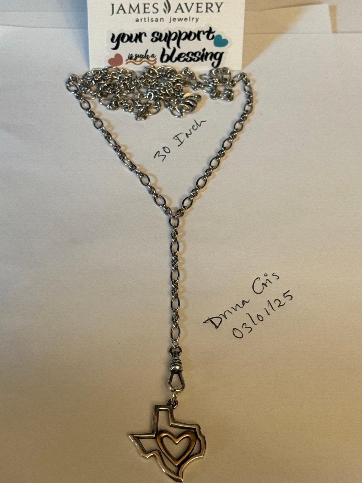 James Avery only necklace 30inch 260 / Texas pendant uncut 145