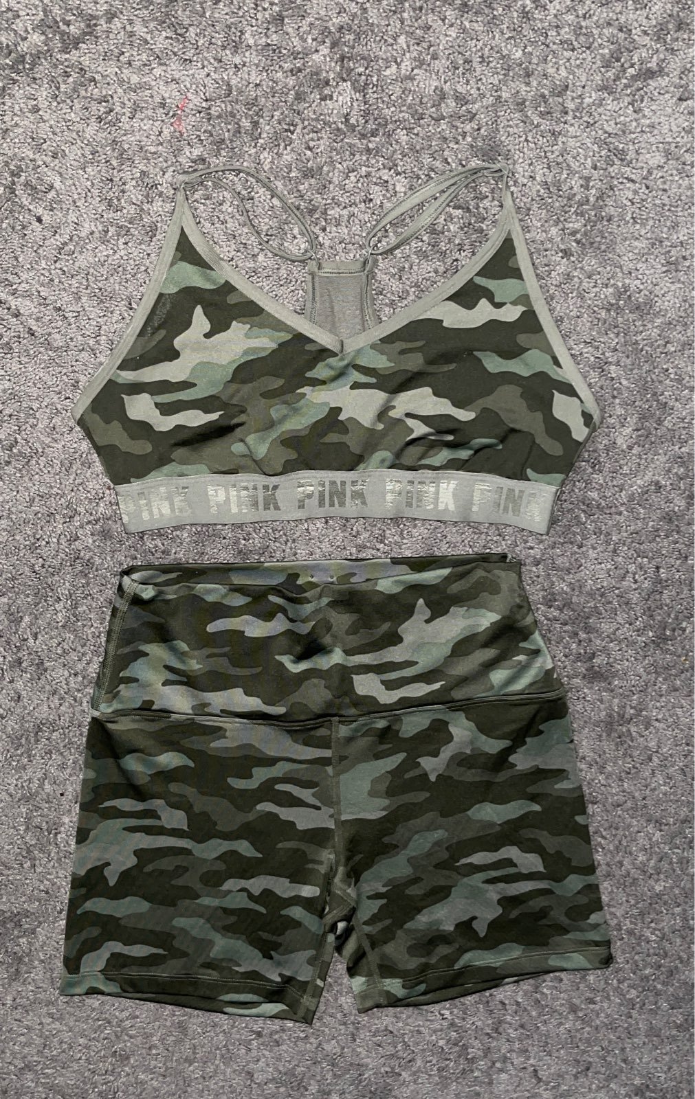 PINK Camo Sports Bra & Shorts