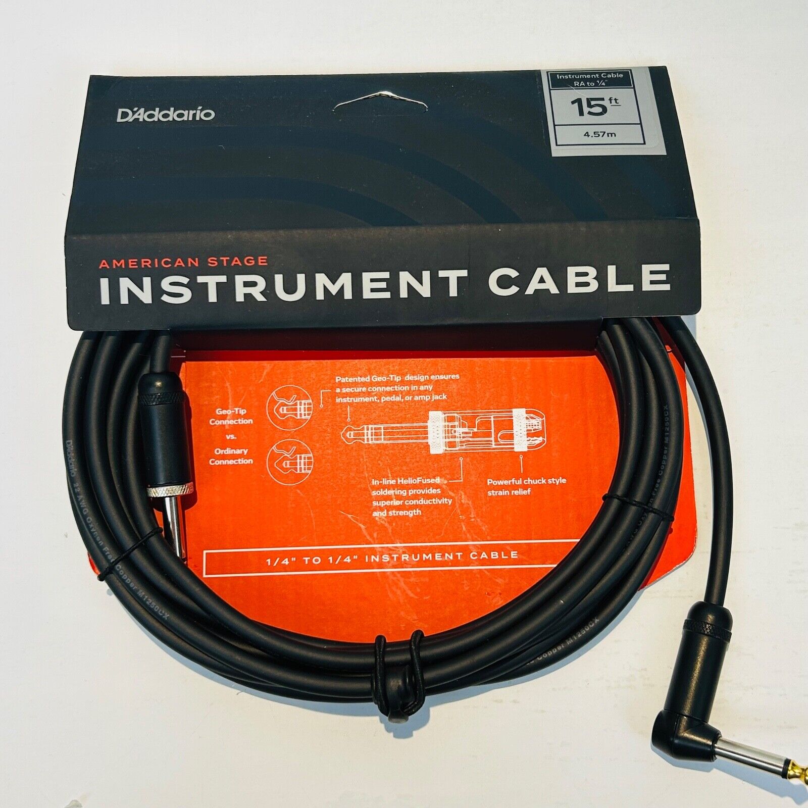 D'Addario/Planet Waves American Stage 15' Instrument Cable Straight-Right Angle