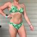 Vintage 90s Newport News green white tropical hibiscus underwire Pushup bikini