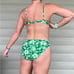 Vintage 90s Newport News green white tropical hibiscus underwire Pushup bikini