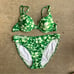 Vintage 90s Newport News green white tropical hibiscus underwire Pushup bikini